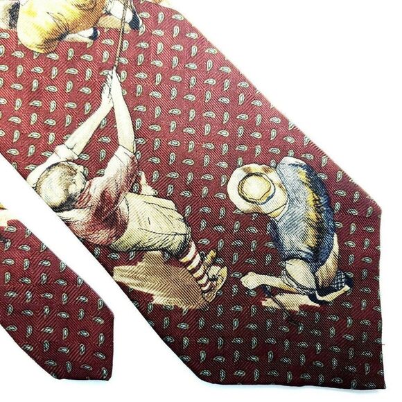 tango Other - Tango by Max Raab Silk Tie Golf ‎ Novelty Brown Red